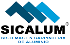 Logo Sicalum y texto sistemas en carpintería de aluminio
