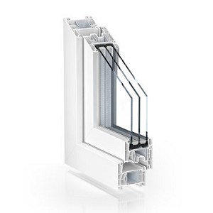 sección ventana practicable pvc serie doble junta 76 mm con triple acristalamiento